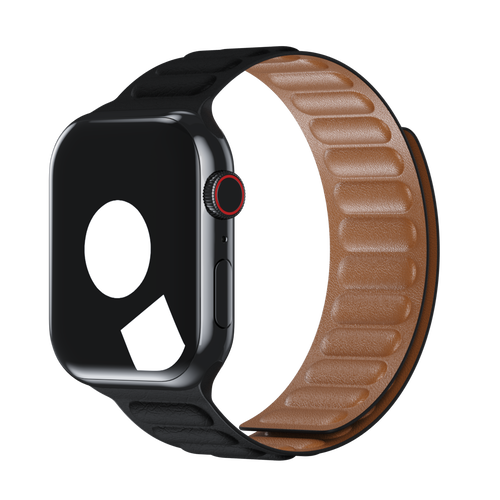 Black Leather Link for Apple Watch