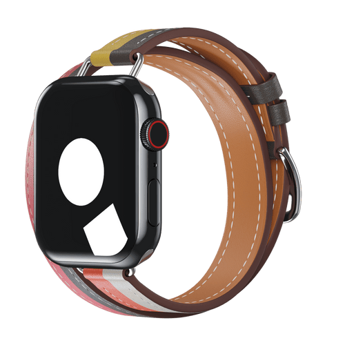 Orange/Blanc Attelage Double Tour for Apple Watch